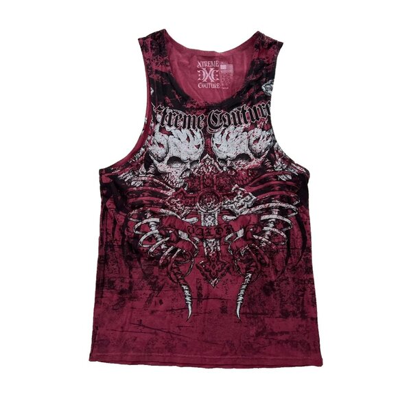 *** Xtreme Couture Skull Print Tank Top Red ( S ) - Picture 1 of 2